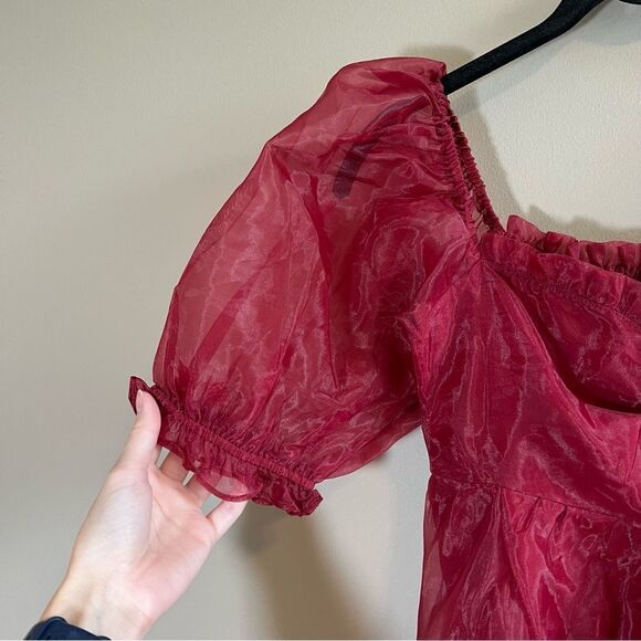 ✨ Altar’d State Women’s Red Poofy Dress Small - Picture 3 of 10